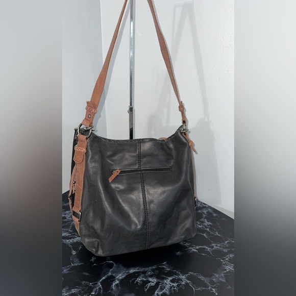 The Sak Handbag Ashland Vintage Leather Bucket Bag Black AUTHENTIC - Picture 7 of 14